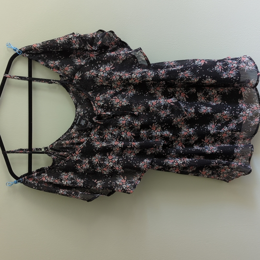 Torrid Size 3 Black floral off the shoulder top